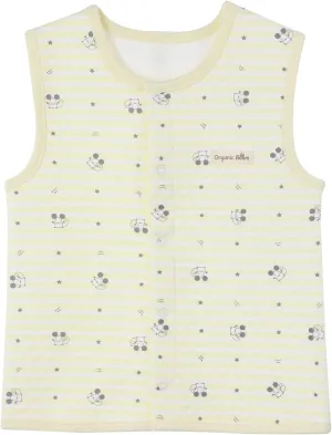 100% Certified Organic Cotton Baby Quilted Jacquard Sleeveless Jacket Soft Vest