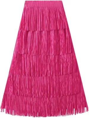 2023 New Summer New Pleated Tassel Long Skirt Women's Fashion Versatile Youthful Long Skirt Women's Style