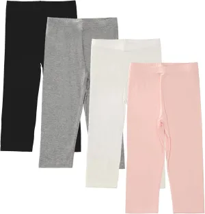 4 Pack Girls Capri Leggings Yoga Pants for Girls 3/4 Summer Pants