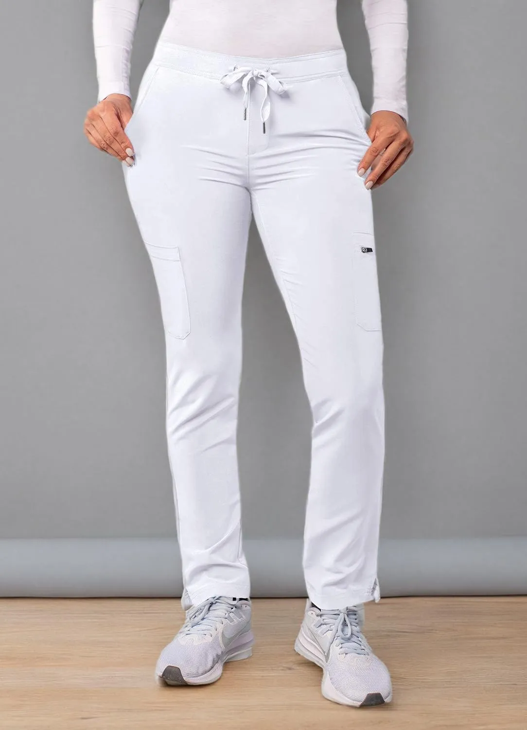 Adar Addition Scrubs for Women - Skinny Leg Cargo Drawstring Scrub Pants