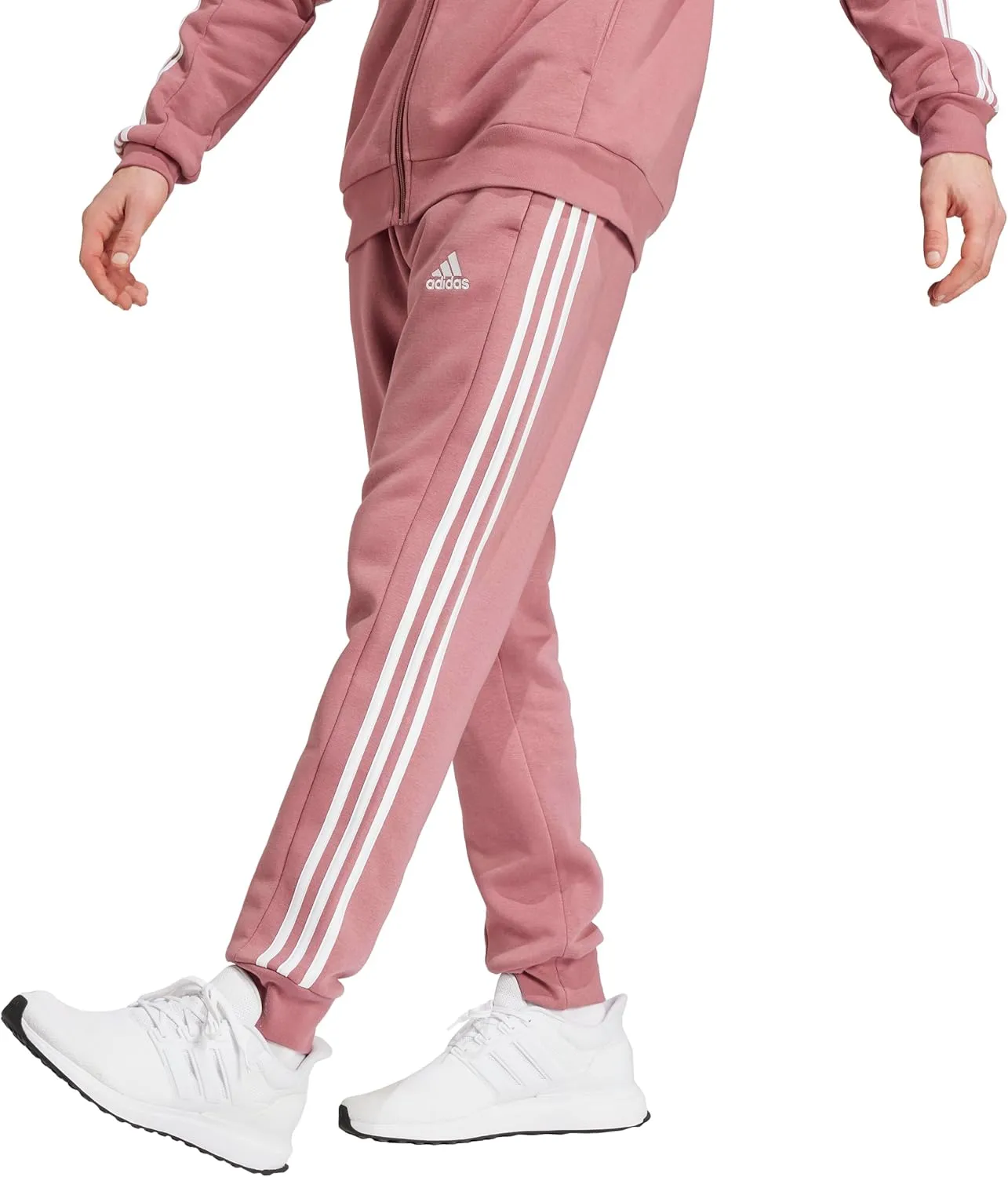 adidas Men's Tall Size Essentials 3-Stripes Fleece Tapered Cuff Pants