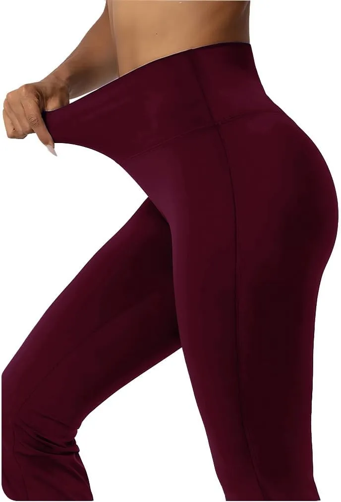 AIFARLD Bootcut Yoga Pants for Women with Pockets Flare Leggings Wide Leg High Waist Workout Tummy Control Gym