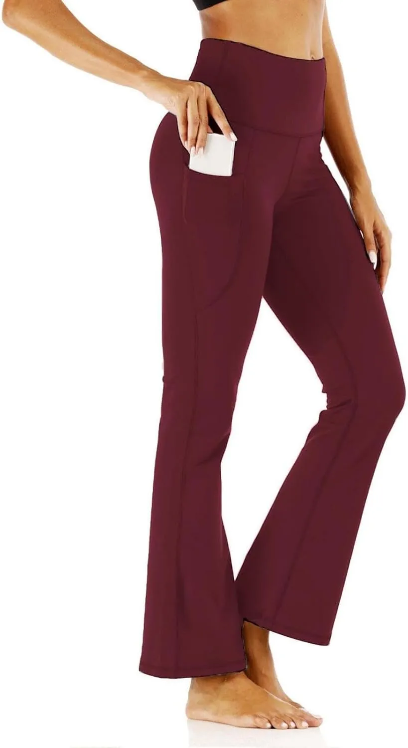 AIFARLD Bootcut Yoga Pants for Women with Pockets Flare Leggings Wide Leg High Waist Workout Tummy Control Gym