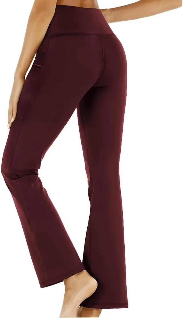 AIFARLD Bootcut Yoga Pants for Women with Pockets Flare Leggings Wide Leg High Waist Workout Tummy Control Gym