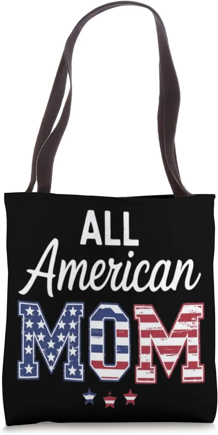 All American Mom 4th of July Mother's Day USA Flag Mama Tote Bag