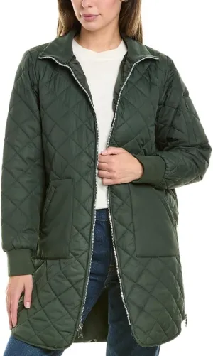 Andrew Marc Women's Quilted Longline Jacket with Side Zips