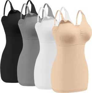 Angelhood Maternity Nursing Tank Tops for Breastfeeding,Womens Nursing Maternity Cami Built in Bra Sleep Bra