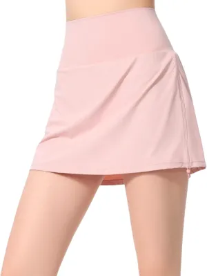 Anna-Kaci Women's High Waist Athletic Skort with Side Drawdtring and Back Pocket