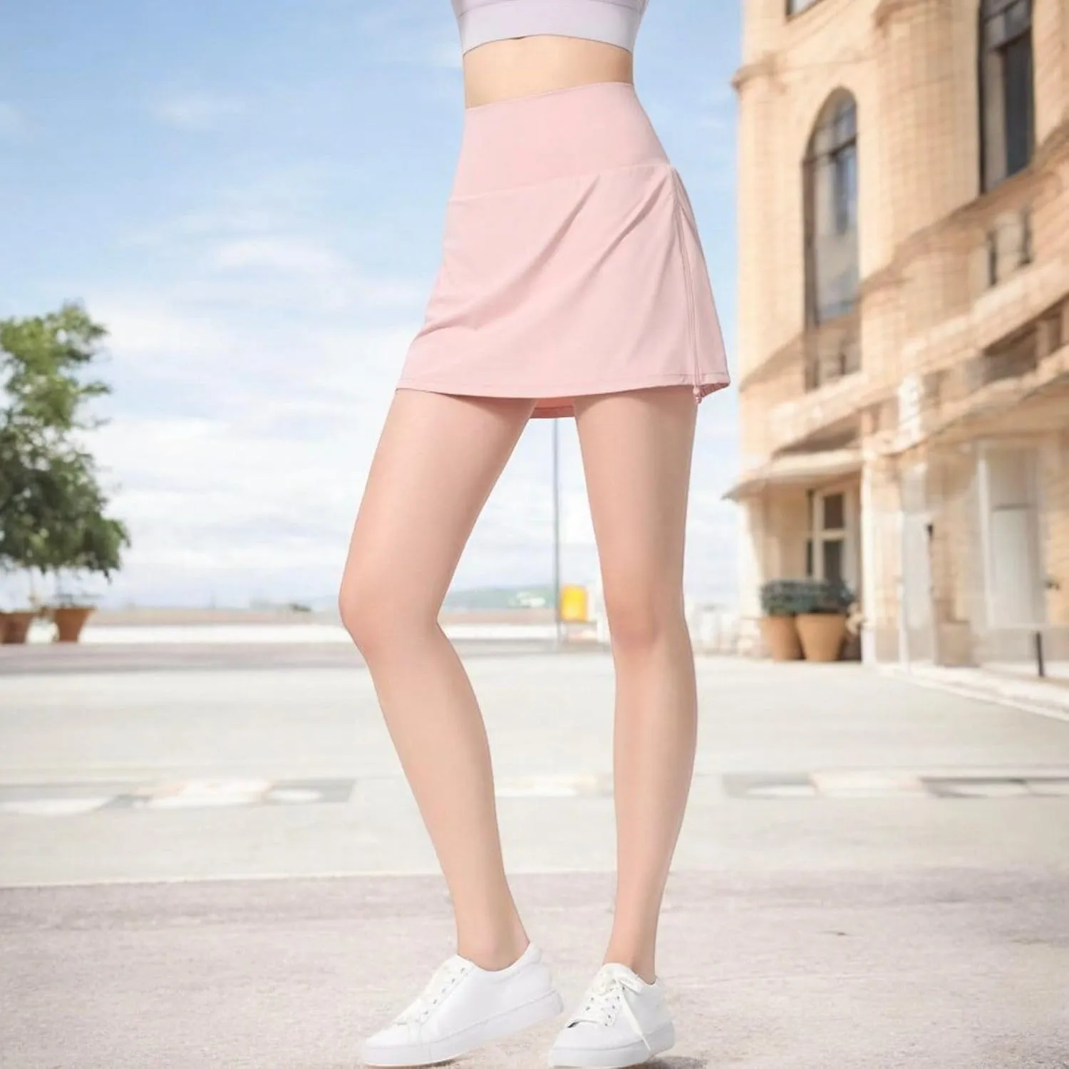 Anna-Kaci Women's High Waist Athletic Skort with Side Drawdtring and Back Pocket