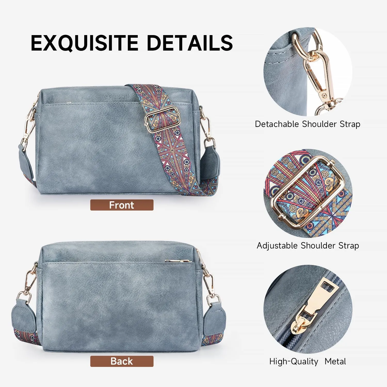 APHISON Small Crossbody Bags for Women, Triple Zip Crossbody Cell Phone Purse Shoulder Handbags with Adjustable Strap