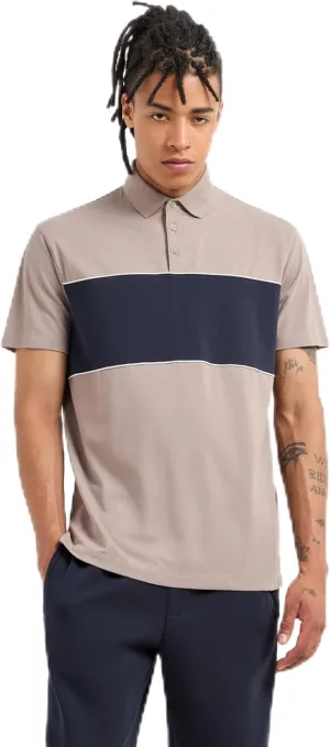 Armani Exchange Men's Contrast Stripe Piquet Regular Fit Stretch Cotton Polo