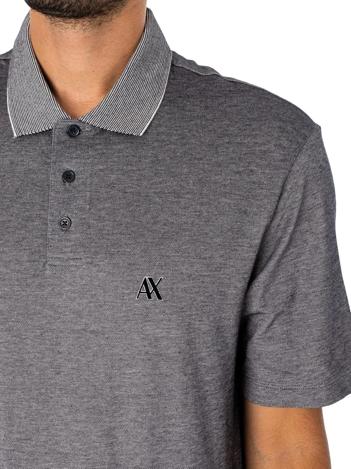 Armani Exchange Men's Heathered Cotton Piquet Regular Fit Polo
