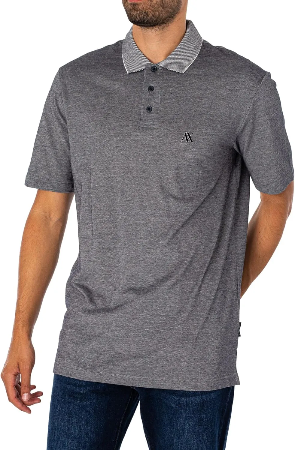 Armani Exchange Men's Heathered Cotton Piquet Regular Fit Polo