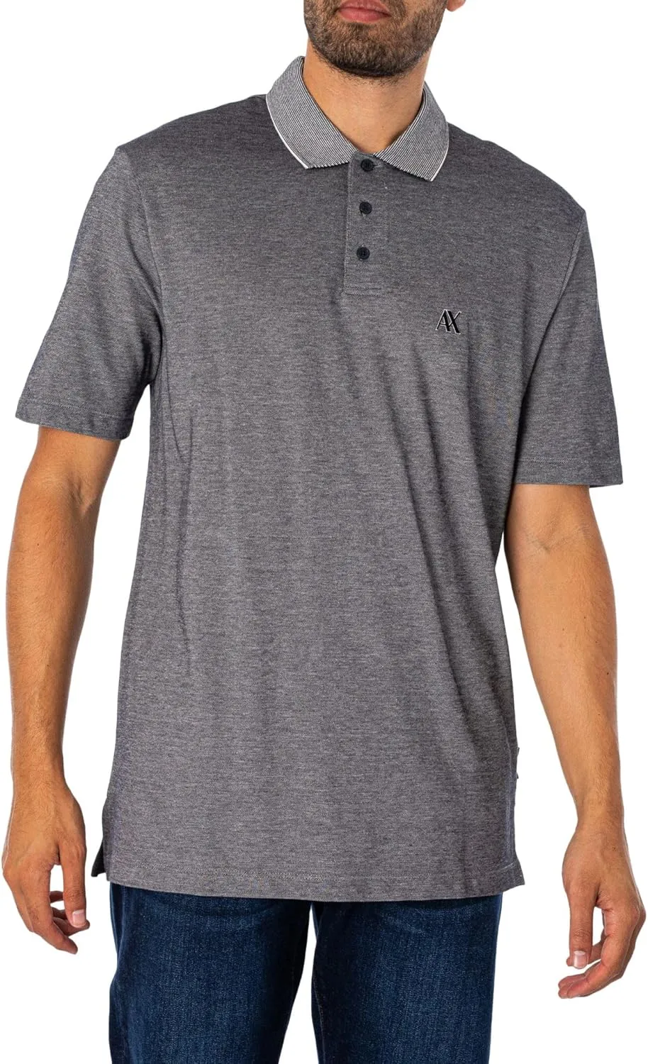 Armani Exchange Men's Heathered Cotton Piquet Regular Fit Polo