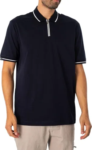 Armani Exchange Men's Tipped Mercerized Cotton Regular Fit Zip Up Polo