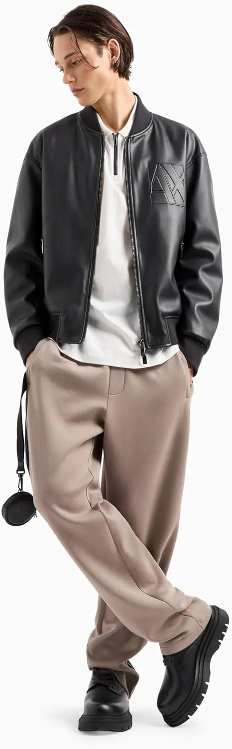Armani Exchange Men's Tipped Mercerized Cotton Regular Fit Zip Up Polo
