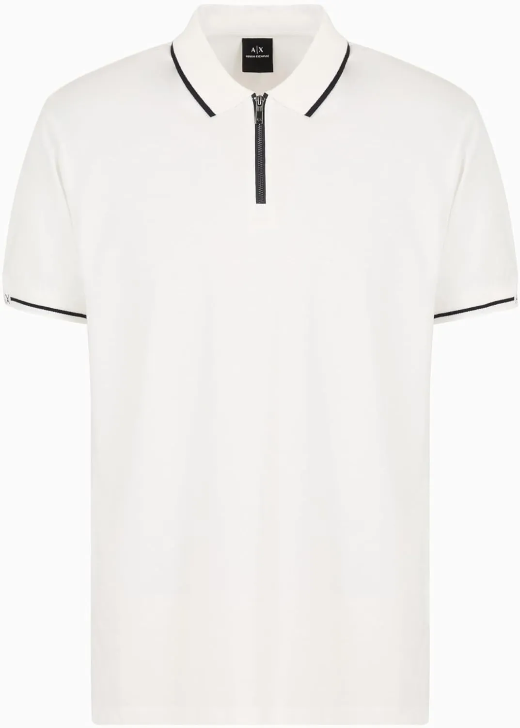 Armani Exchange Men's Tipped Mercerized Cotton Regular Fit Zip Up Polo