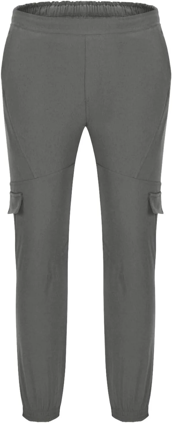 Aymnlox Mens Casual Cargo Pants Baggy Solid Slim Fit Joggers Sweatpants Outdoor Hiking Athletic Gym Trouser with Multi Pocket