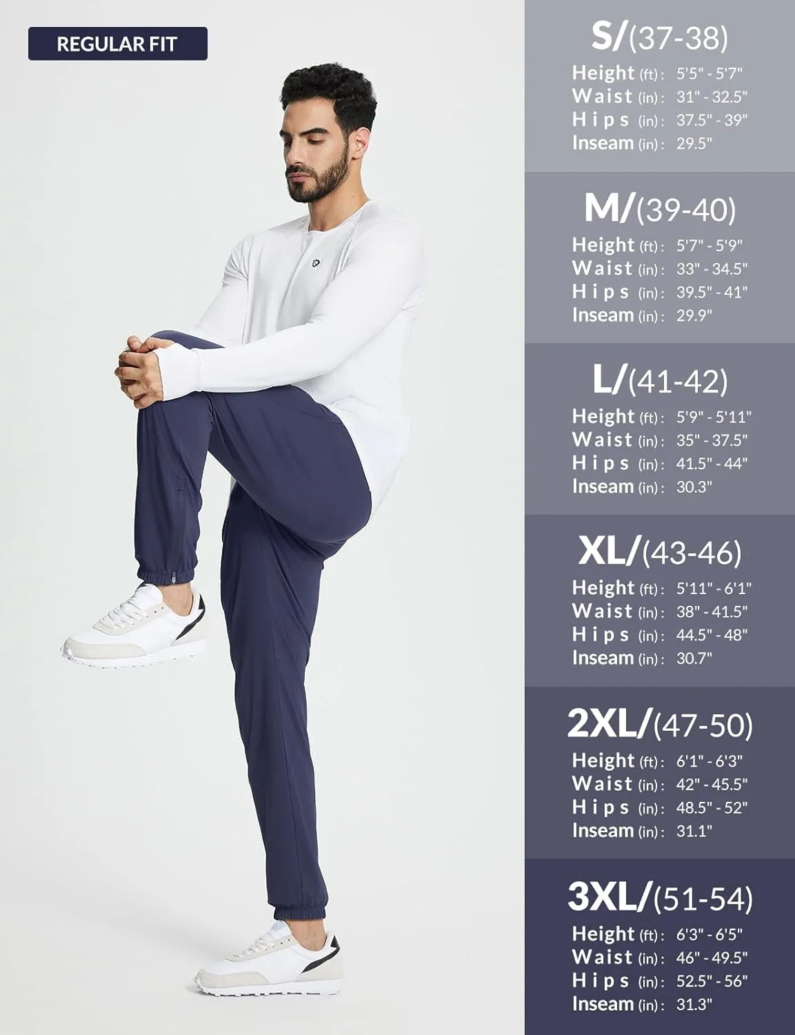baleaf 30'' Men's Golf Joggers Pants Stretch Lightweight Workout Running Travel Track Sweatpants Quick Dry Zip Pockets