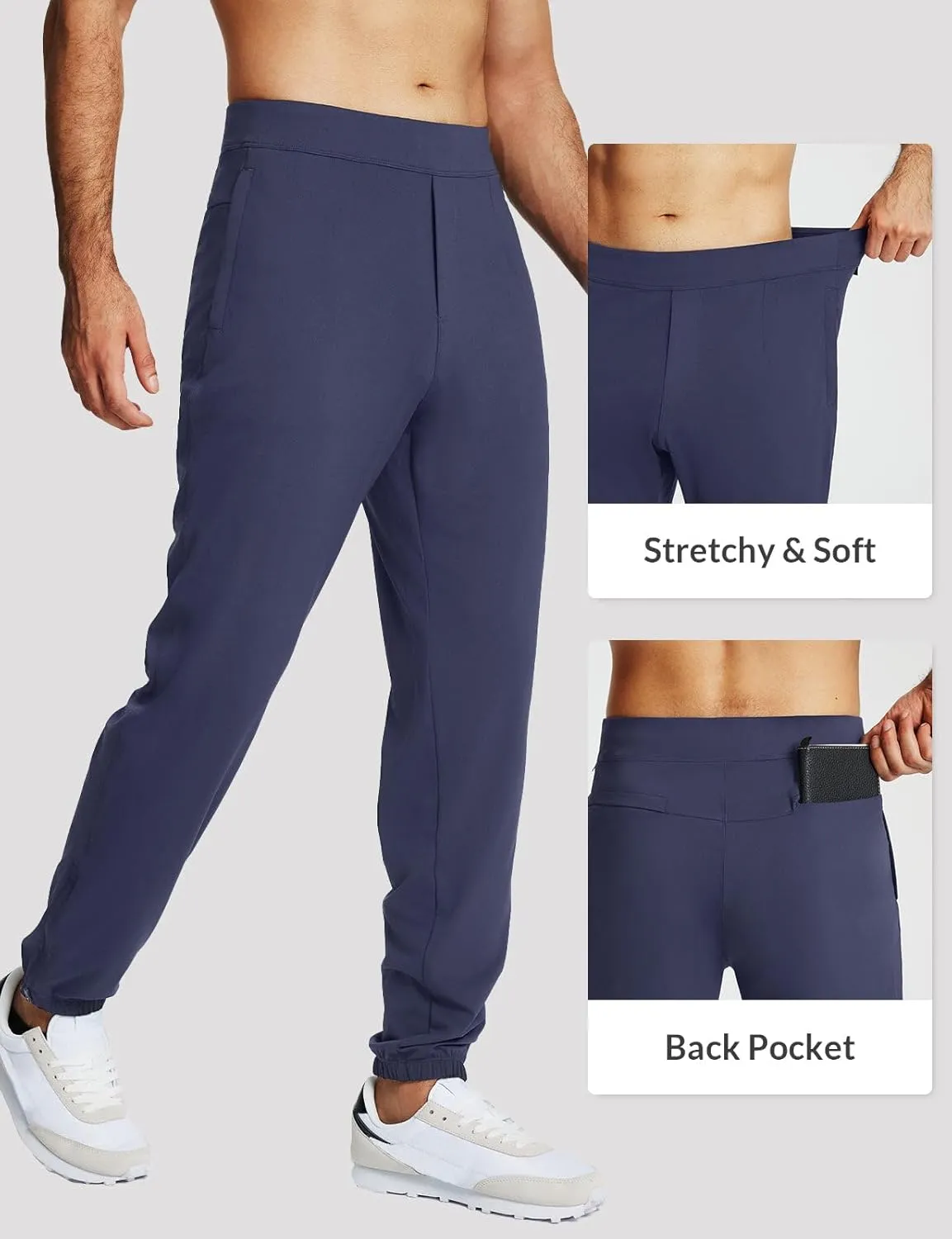 baleaf 30'' Men's Golf Joggers Pants Stretch Lightweight Workout Running Travel Track Sweatpants Quick Dry Zip Pockets