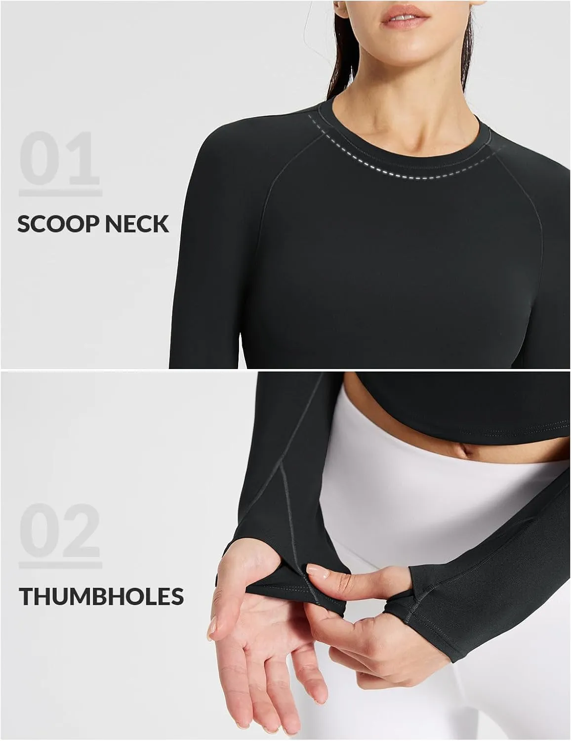 baleaf Womens Long Sleeve Workout Tops Athletic Crop Top Running Slim Fit Gym Yoga Shirts