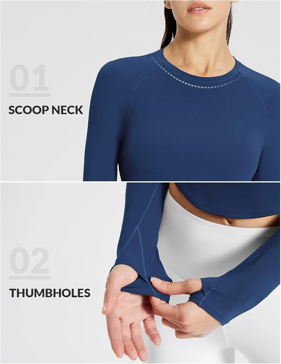 baleaf Womens Long Sleeve Workout Tops Athletic Crop Top Running Slim Fit Gym Yoga Shirts