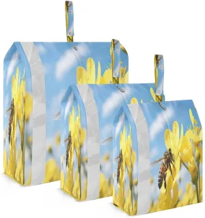 Bee Yellow Flower Packing Cubes for Travel 3 Set Packing Cubes Compression Suitcase Organizer for Travel Essentials