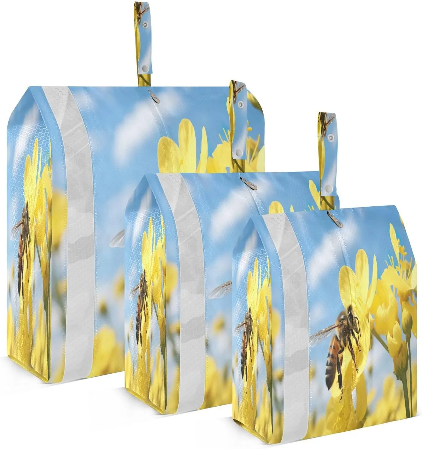 Bee Yellow Flower Packing Cubes for Travel 3 Set Packing Cubes Compression Suitcase Organizer for Travel Essentials