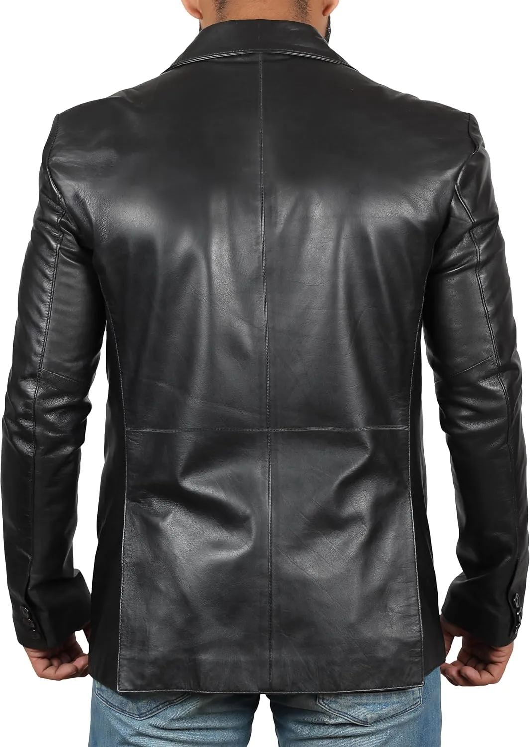 Blingsoul Real Lambskin Mens Leather Blazer - Casual 2 Buttons Leather Jacket for Men