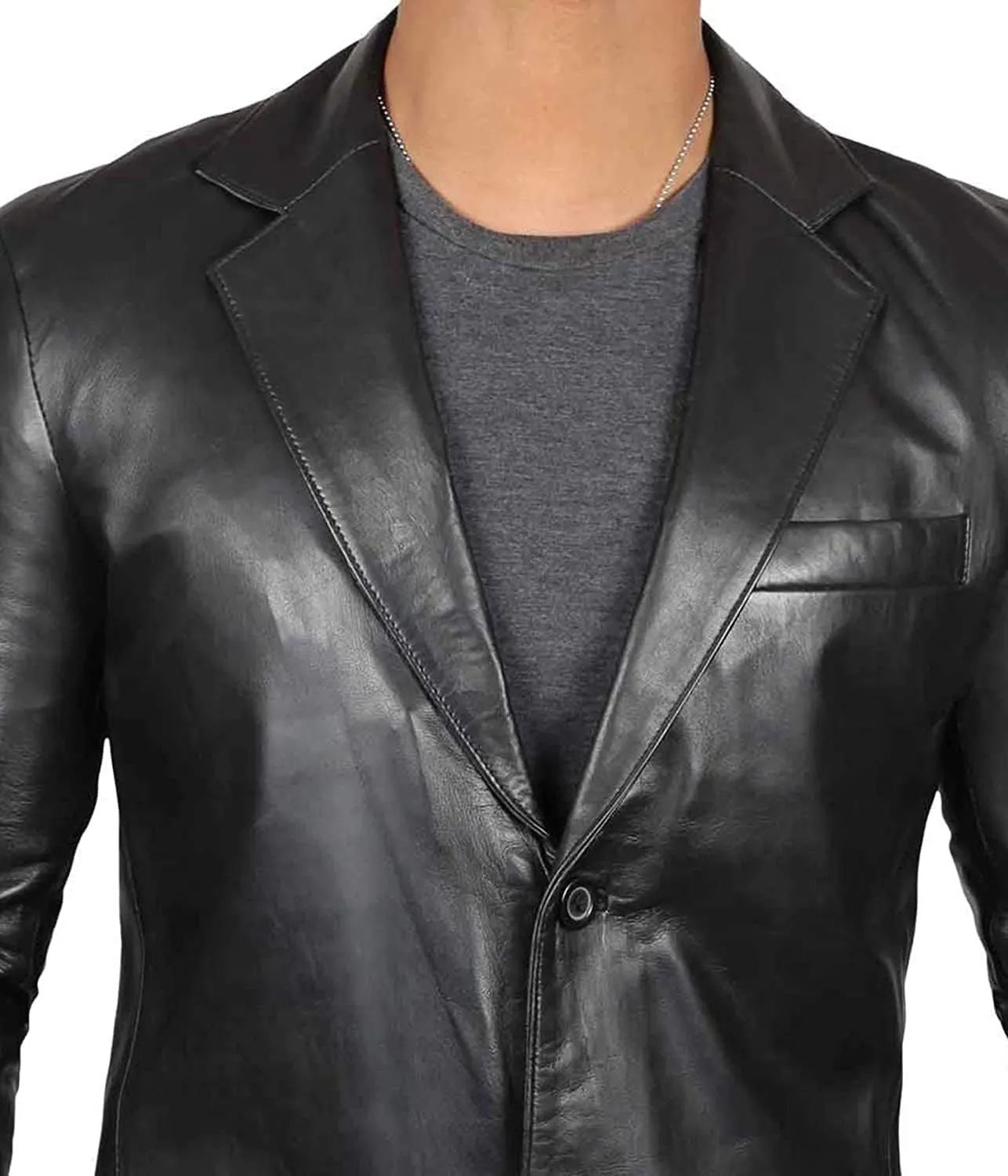Blingsoul Real Lambskin Mens Leather Blazer - Casual 2 Buttons Leather Jacket for Men