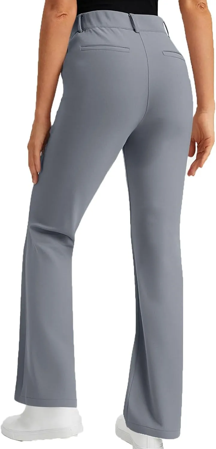Bootcut Dress Pants for Women Business Casual High Waist Regular Fit Work Pants Elegant Office Trousers with Pockets