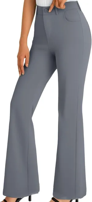 Bootcut Dress Pants for Women Business Casual High Waist Regular Fit Work Pants Elegant Office Trousers with Pockets