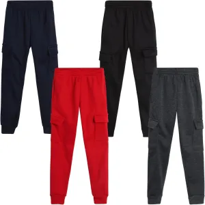 Boys' Sweatpants - 4 Pack Active Fleece Cargo and Basic Jogger Pants (Size: 4-18)