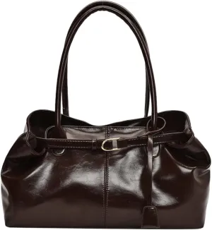 Burgundy PU Leather Work Tote Bag for Women Slouchy Shoulder Bag Wine Red Work Hobo Bag Handle Bag for Work