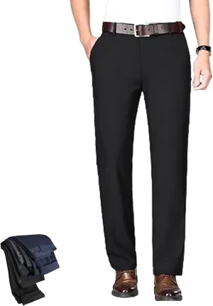 Calormas Mens Pants, Timelessflex - Men's High Stretch Straight Fit Pants, Timelessflex Mens Pants, Casual Suit Pants