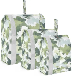 Camouflage Abstract Green Packing Cubes for Travel 3 Set Large Packing Cubes Luggage Bags Organizer for Travel