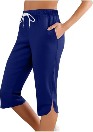 Capri Leggings for Women Knee Length Petite 2025 Summer High Waisted Athletic Workout Yoga Pants with Pockets