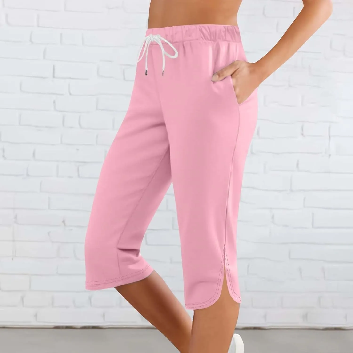 Capri Leggings for Women Knee Length Petite 2025 Summer High Waisted Athletic Workout Yoga Pants with Pockets