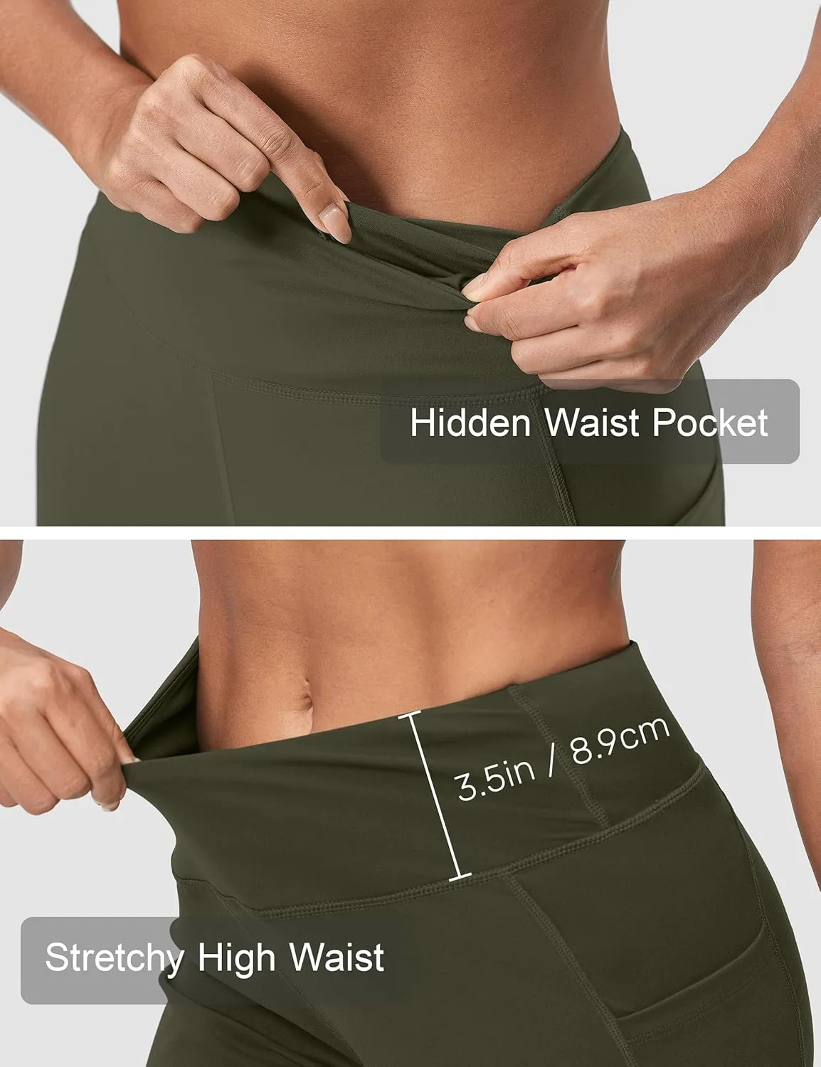 Capri Pants for Women High Waist with Pockets Tummy Control Capri Workout Yoga Pants Loose Straight Leg