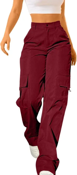 Cargo Pants for Women High Waisted Casual Hiking Streetwear Trousers with Pockets Y2k Straight Athletic Outdoor Pant