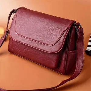 Casual Ladies Small Shoulder Handbag Soft Leather Women's Crossbody Bag (Purple)