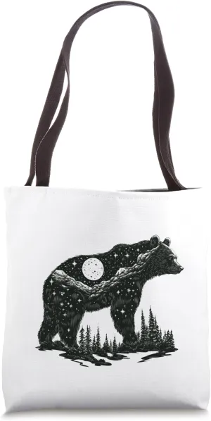 Celestial Bear Mystical Forest Spirit Tote Bag