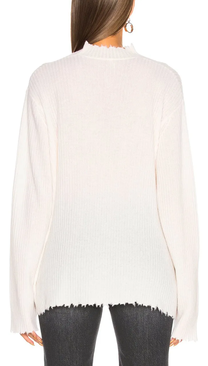 Choker V Neck Sweater, White