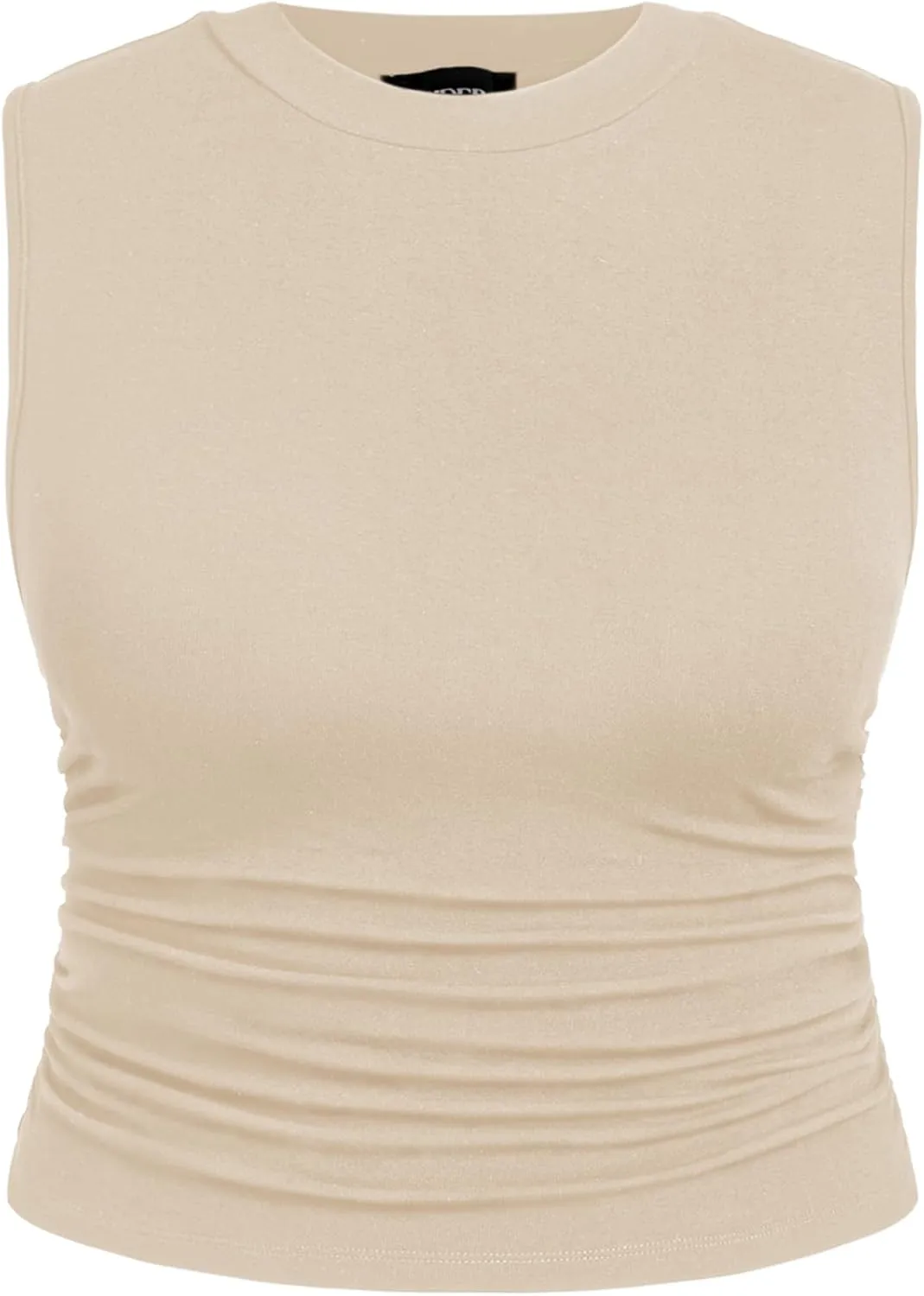 CIDER Plus Size Tops for Women Sleeveless Ruched Crew Neck Crop Tank Top Summer Casual Outfits