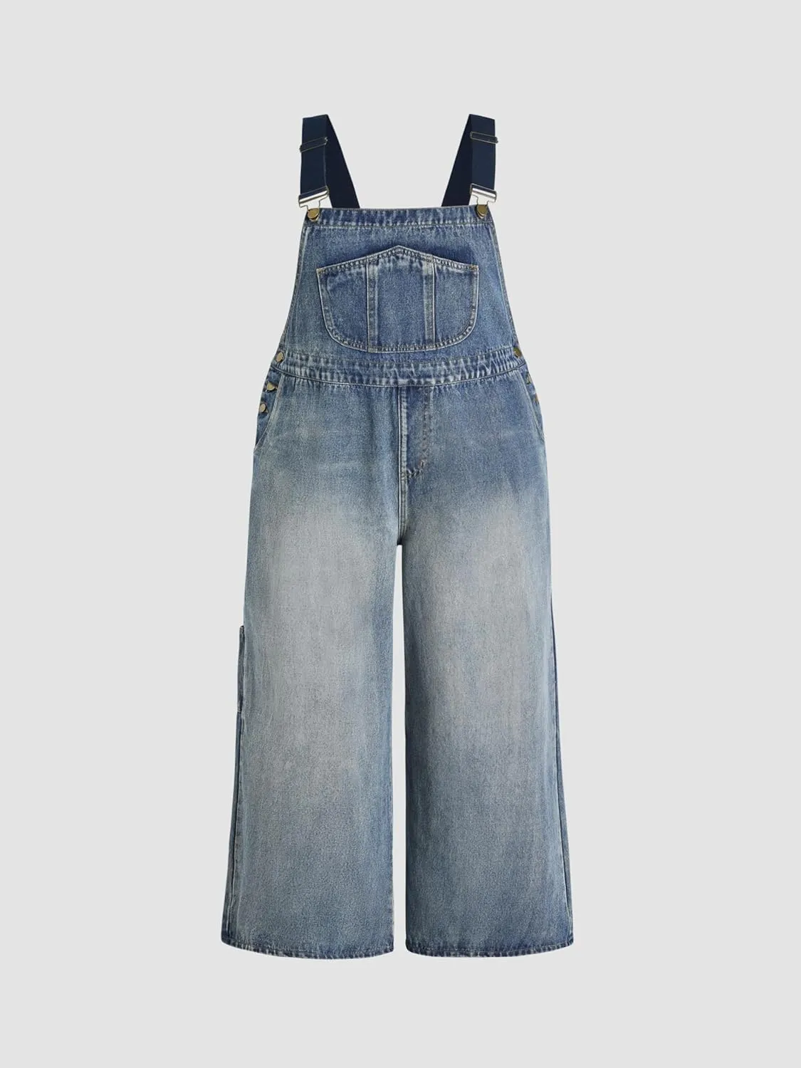 CIDER Womens Plus Size Denim Overall Bib Wide Leg Adjustable Strap Jean Jumpsuits with Pockets