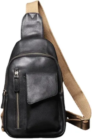 Close-fitting Chest Bag Soft Leather Backpack Large Capacity Crossbody Bag