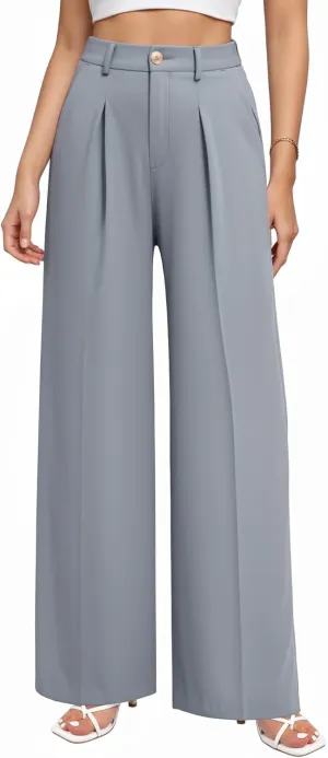 CLOZOZ Wide Leg Pants Women's High Waisted Work Trousers Regular for Office Business Casual
