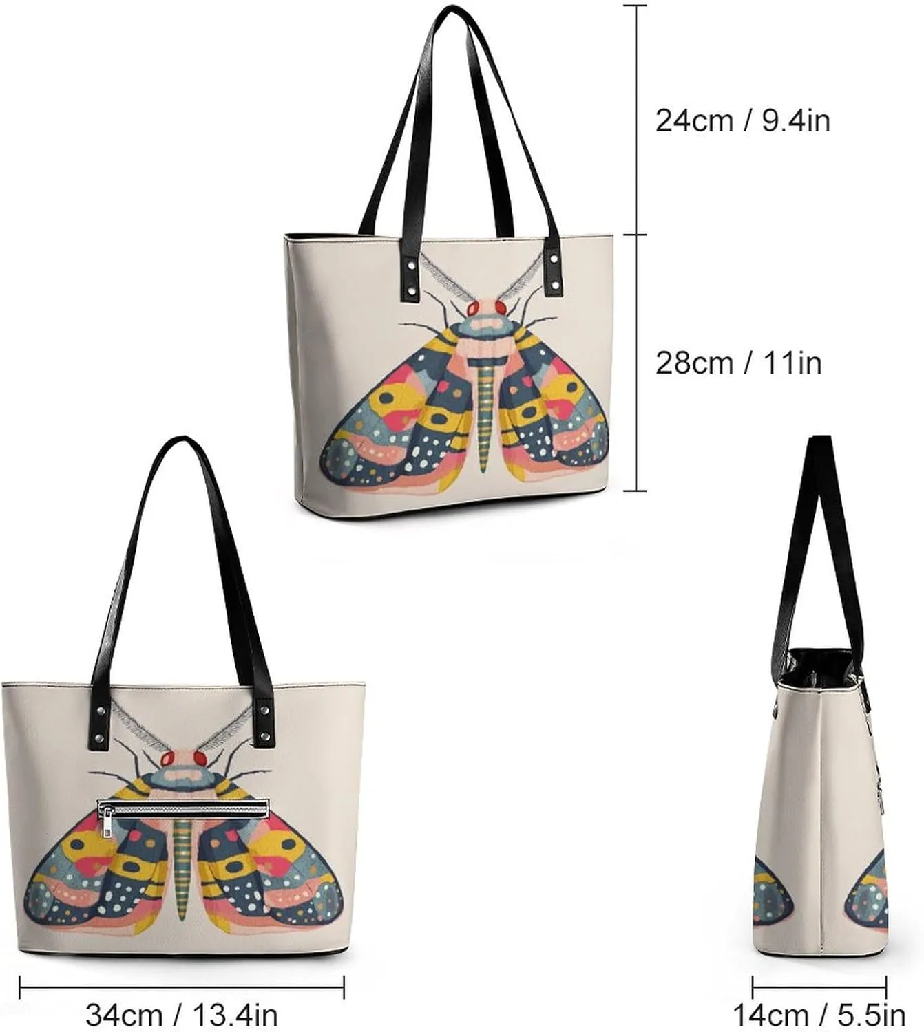 Colorful Butterfly Women Soft Leather Handbags Tote Purses Shoulder Bucket Bags