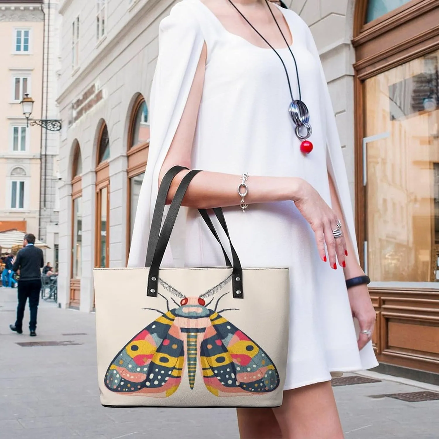 Colorful Butterfly Women Soft Leather Handbags Tote Purses Shoulder Bucket Bags