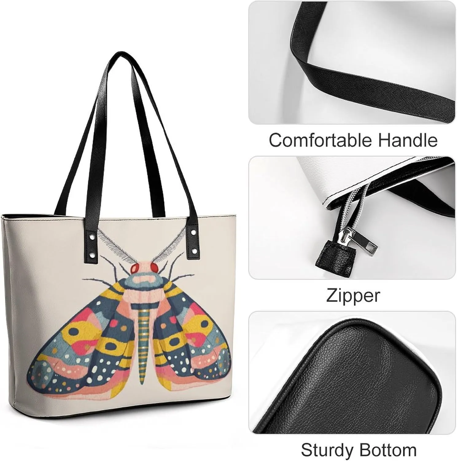 Colorful Butterfly Women Soft Leather Handbags Tote Purses Shoulder Bucket Bags